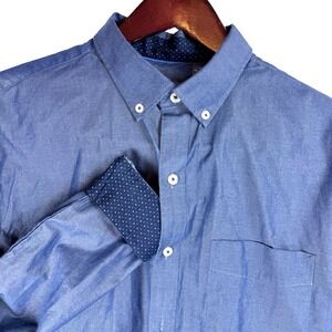 Van Heusen Originals Mens Classic Fit Long Sleeve Button Down Shirt Blue L G